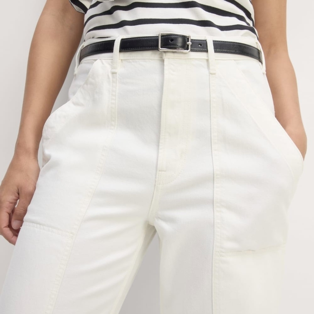 NWT Everlane The Carpenter Jean Relaxed Wide Leg Patch Pockets In Bone Size 30 - Picture 11 of 16